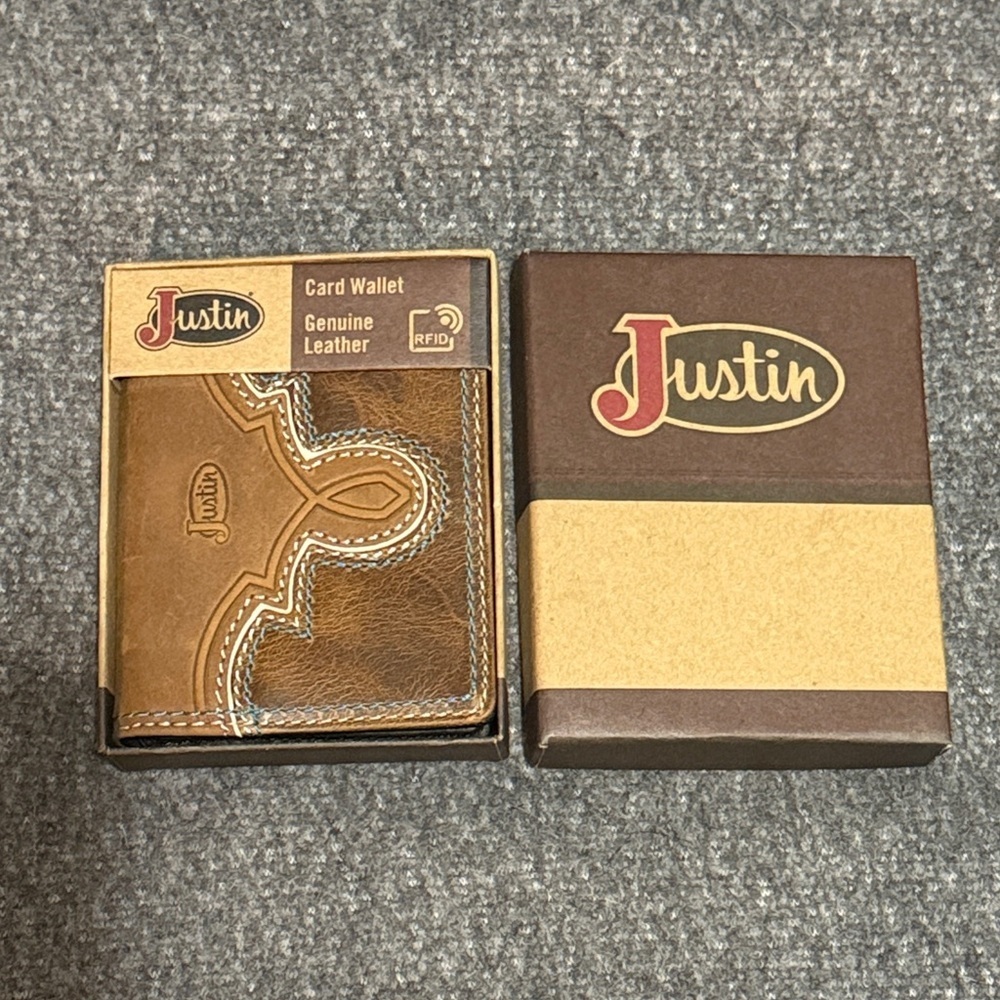 Justin Boots Tan Leather Card Holder - Picture 1 of 5